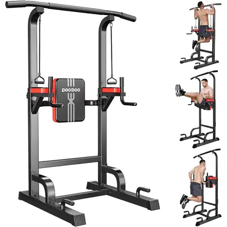 Pull Up Bar Power Tower Dip Station Adjustable Home Gym Equipment